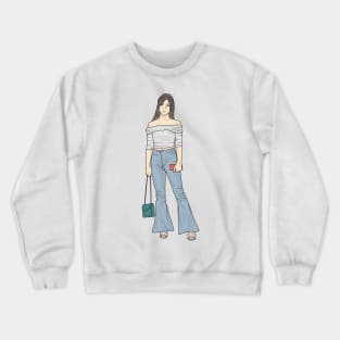 White And Blue Crewneck Sweatshirt